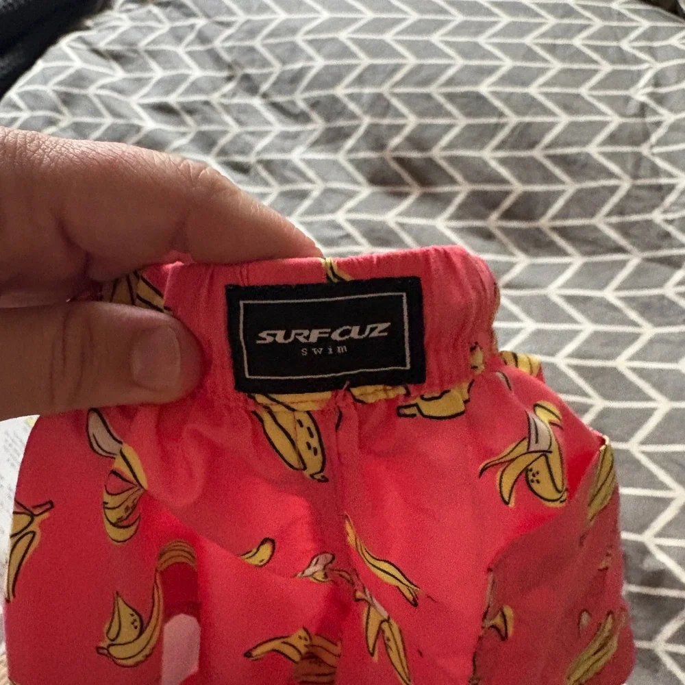 SurfCuz Swim Boys Coral Banana Print  Swim Trunks Shorts Size 2T